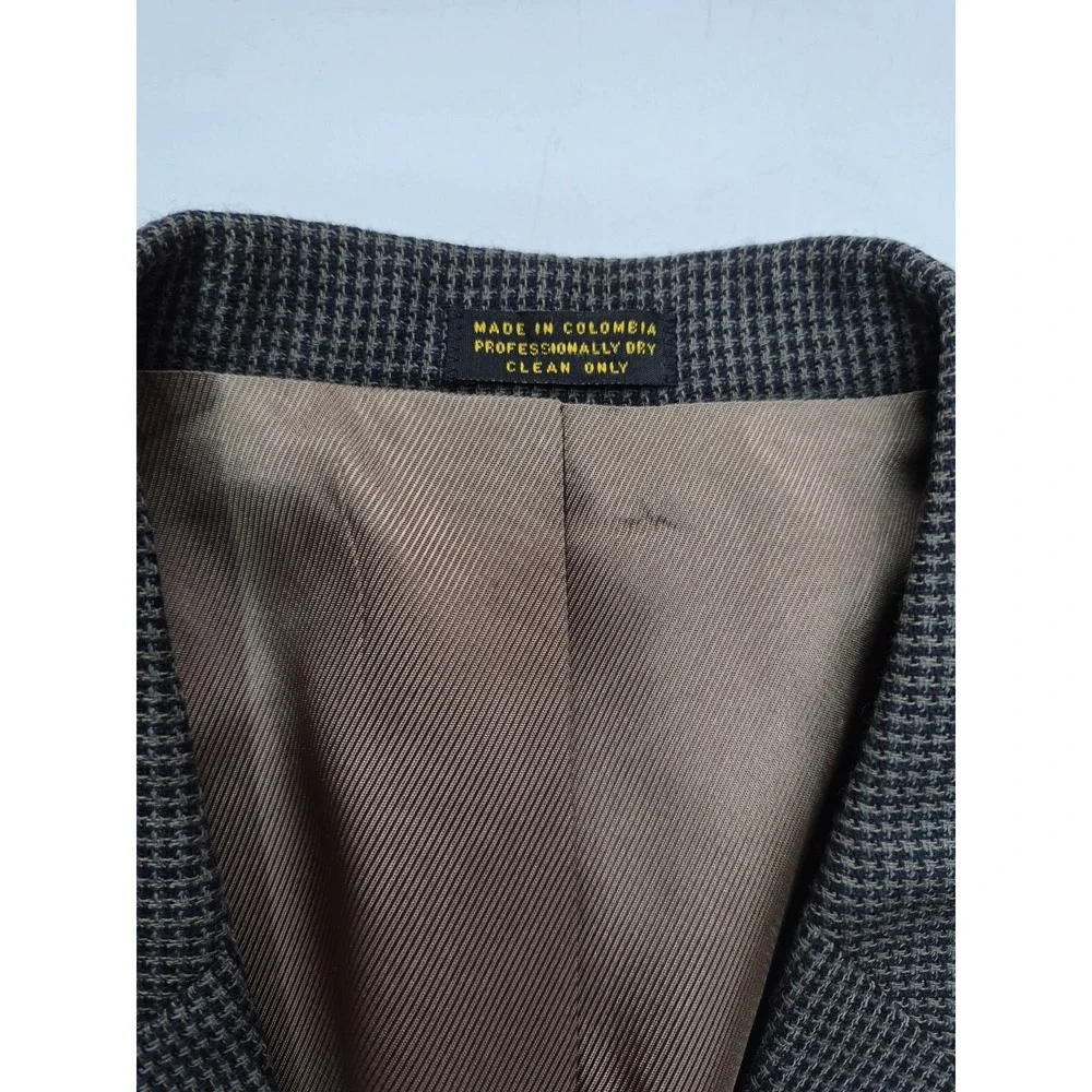 Oscar De La Renta 42R Olive Black Wool Blazer 3 Button Sport Coat Mens